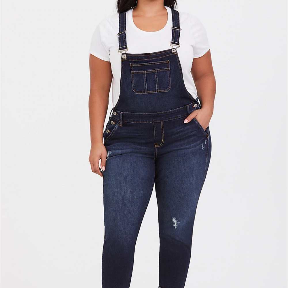 Torrid 22 OVERALLS Jeans Distress Straight Plus